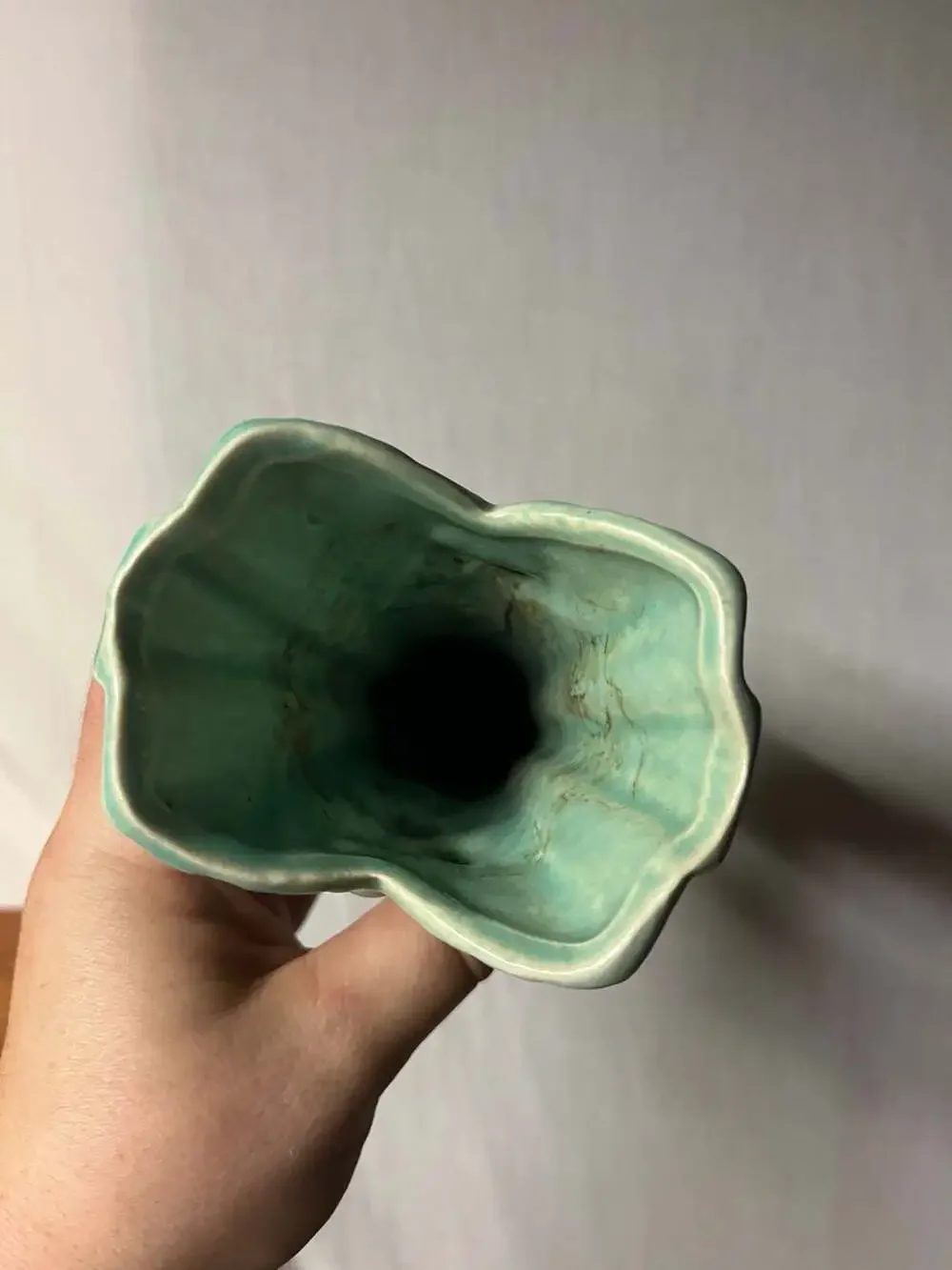 Vintage McCoy Pottery Turquoise Vase with Leaf and Berry Relief